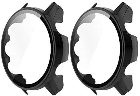 Chofit Custodie compatibili con Garmin Forerunner 955 Pellicola Protettiva Schermo PC con Pellicola HD in Vetro Temperato per Forerunner 955 (Nero+Nero)