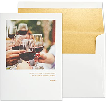 NIQUEA.D Geburtstagskarte mit Aufschrift Happy Birthday, Weingläser, Foto (NB-0149)