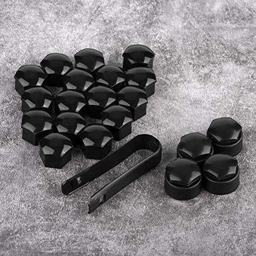 Headerbs 20 Stück Schraubenkappen 17mm, Radmutter Abdeckung Schwarz, Radbolzen Kappen, Felgenschrauben Abdeckung, Auto Radschraubenschutz Anti-Diebstahl-Abdeckkappen