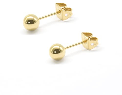 Artskin Titan 14k Gold Kugel Ohrstecker Damen Ohrringe Hypoallergene Ohrring für Frauen Männer Mädchen 3mm Runde Kugel Ohrringe für empfindliche Ohren