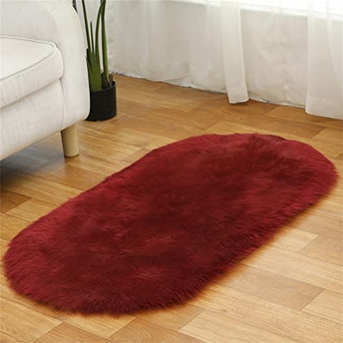 Tomifine Kunstfell Fell-Teppich, Lammfell Schaffell Teppich Flauschiger Schaffell Bettvorleger für Schlafzimmer Bett oder Wohnzimmer Sofa Deko Waschbar (40 x 60 cm,Rot)