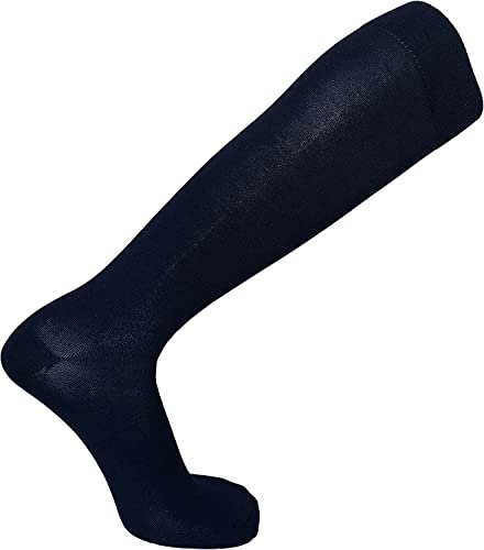 12 Paia Calze Lunghe Uomo Cotone Filo di Scozia Elasticizzato, Confortevoli e Fresche rinforzate su punta e tallone, new Brand, Prodotto interamente in italia (39-42, Blu Navy)
