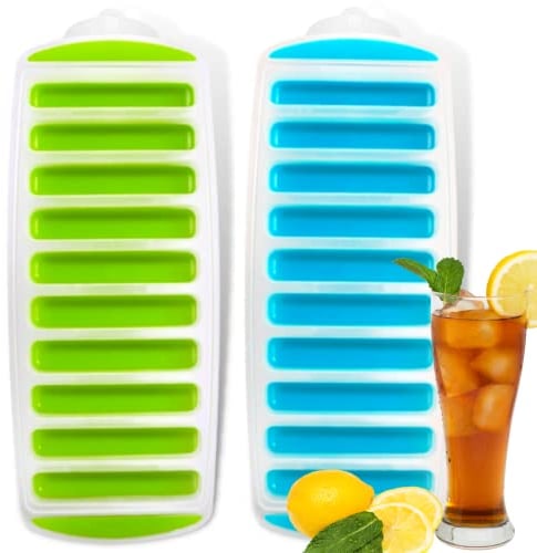 Lot de 2 bacs à glaçons en silicone et plastique - 10 cavités - Pour rafraîchir le whisky, les cocktails, les boissons - Démoulage facile (Couleur aléatoire)