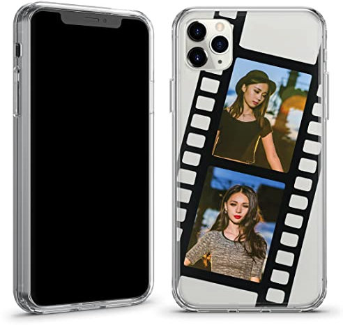 TULLUN Personalised Phone Case for iPhone 7 plus / 8 plus - Custom Photo Film Crystal Clear Hybrid Shockproof TPU Bumper & Hard Back Plate Cover - Black 2 Photo