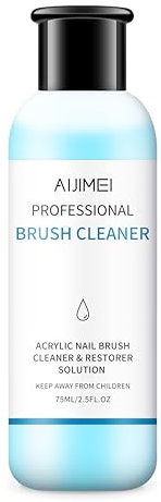 AIJIMEI 75ml Nail Brush Cleaner Acrylic Brush Cleaner Liquid Acrylic Paint Brush Cleaner (2.5FL.OZ/75ML Brush Cleaner)