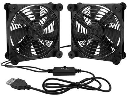 iYueMps USB Ventilator 120mm 5V PC Lüfter,2 in 1 120mm USB Lüfter leise Gehäuselüfter mit 3 Einstellbare Geschwindigkeiten Kompatibel mit PS4/Computer/AV Schrank/TV Box/Router