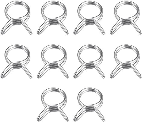sourcing map Collier Serrage Tuyau Double Fil Ressort, 10pcs 304 Acier Inox 8mm Apte Interne Diamètre 8.8mm-9.5mm OD Tuyau Carburant Conduite Silicone Tube Ressort Clips