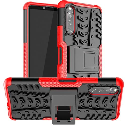 Handy Tasche Kompatibel mit Sony Xperia 10 II | Case Panzer Hülle Cover Schutzhülle Etui Bumper für Xperia 10 II | Rot