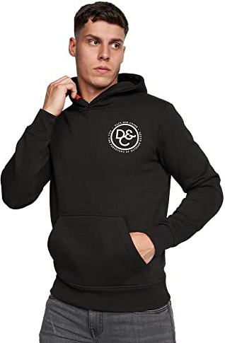 Duck and Cover - Mens 'MACKSONY' Everyday Essential Pullover Hooded Sweatshirt Fleece Hoodie (S, Black)