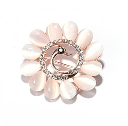 CAZARU Pfau Broschen Opal Blume Broschen Pins Kristall Strass Abzeichen Schal Schnalle Für Frauen Kleid Party Schmuck