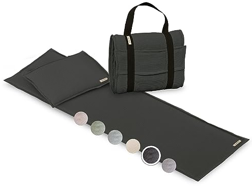 SAUNASOFA Set Long – Saunamatte zum Liegen mit Kissen – Sauna-Auflage für Infrarot & klassische Sauna – Schadstofffrei, waschbar & handgefertigt in Europa – Sauna-Set in Anthrazit