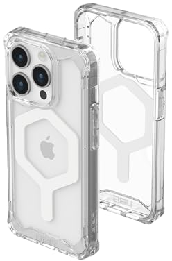 URBAN ARMOR GEAR Plyo Hülle kompatibel mit Apple iPhone 15 Pro [Wireless Charging/Magnetisches Aufladen kompatibel, Sturzfeste Air-Soft Ecken, Erhöhter Rand] Ice (transparent) / weiß