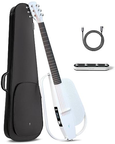 NEXG 2 Carbon Fiber Guitar Sets - Basic Edition 38 Inch White Professional Electric Acoustic Guitar Smart Silent Travel Guitar Western Guitar Classical Guitar for Adults Children Beginner Home School