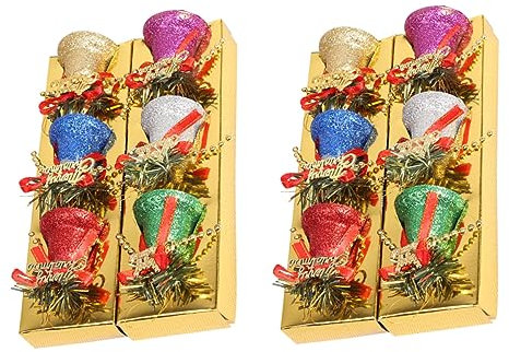 HOMSFOU 12 Stück Weihnachtsglocken Aus Kunststoff Gedenkschmuck Christbaumkugeln Weihnachtsdekorationen Tischdekorationen Farbenfrohe Dekorationen Für Feiertage Partys