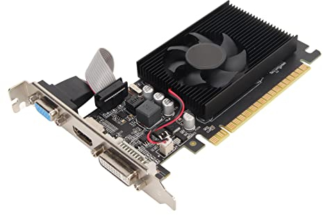 Scheda Grafica GT610 GDDR3 da 2 GB a 64 Bit, HDMI, DVI, VGA, Scheda Video PC, GPU per Computer Desktop, PCI Express 1.1 X 16, con Ventola di Raffreddamento