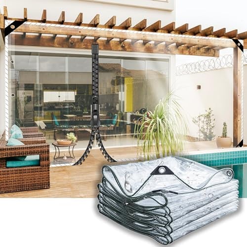 SSFMSF Transparente Plane, Transparente Plane Mit LöChern Durchsichtig Seitenteile Pavillon Es Gibt Einen ReißVerschluss AußEnbereich Faltbar Uv-BestäNdig Pflanzenisolierung. (0.5 * 0.8m|400g/m²)