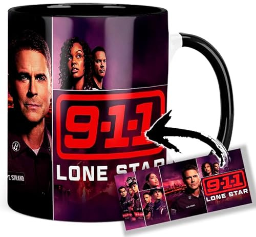 9-1-1 Lone Star Rob Lowe Ronen Rubinstein Jim Parrack Tasse Innen & Henkel Schwarz Keramikbecher Mug