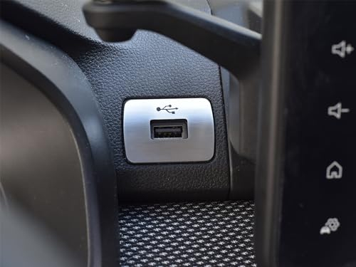 Stahlabdeckung für 2021+ Sandero/Sandero STEPWAY/Jogger | USB-Steckplatz Dekoration | 1 Stück Edelstahl Nummernschild Rahmen Gebürstetes Metall Innendekoration Tuning Zubehör