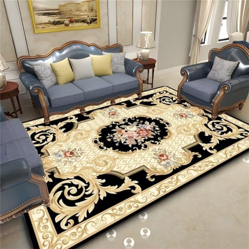 AU-OZNER teppiche modern Gelber Teppich, waschbarer einfacher Couchtisch-Yoga-Teppichkuschelige teppiche,Gelb,50x80cm