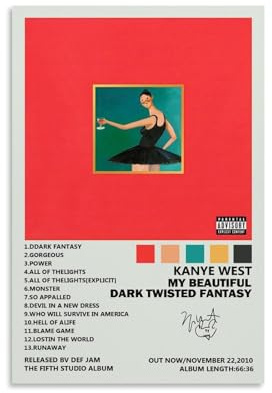Kratoz Poster My Beautiful Dark Twisted Fantasy-Album-Cover, Wandkunst, Geschenk für Freunde und Bett/Wohnzimmer-Dekor, modern, ästhetisch, ungerahmt, 30 x 45 cm