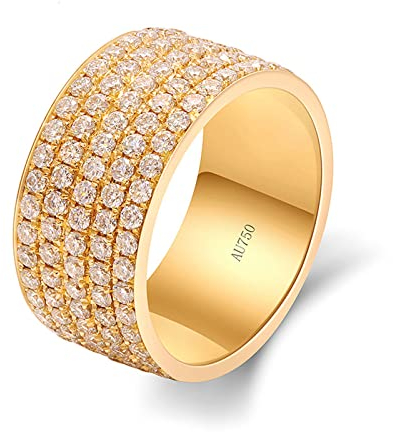 Lieson Verlobungsring für Männer, Herren Goldringe 585 14K Breite Ring Reihen Rund Diamant Trauringe Gelbgold Große 63 (20.1)