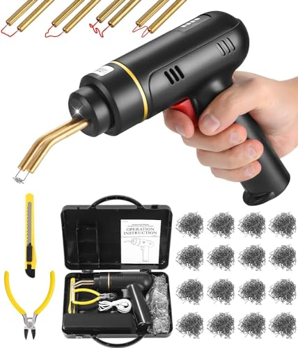 Poste à souder en plastique 200 W 5000 mAh rechargeable par USB avec 800 agrafeuses à chaud, soudure plastique sans fil, kit de réparation pour pare-chocs de voiture, kayak, canoë