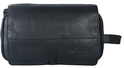 Alpenleder Kulturbeutel - ROLL UP (Handgefertigt) - Nachhaltiges Bio-Leder aus regionaler Landwirtschaft | Kulturtasche für Damen & Herren, Kulturbeutel leder *Fair Produziert* (30x17x15cm,Nera Notte)