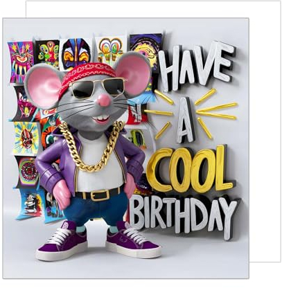 Edition Seidel Premium quadratische Geburtstagskarte mit Umschlag. Glückwunschkarte Happy Birthday Billet Karte für Mann Frau Kind coole Maus lustig Humor (GQ311 SW024)