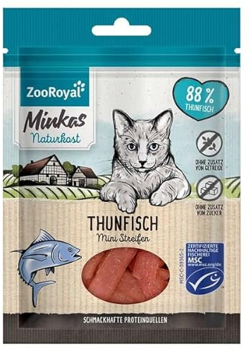 ZooRoyal Minkas Naturkost Mini Streifen Thunfisch 3x50g Katzensnack katzenfutter