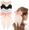 Qianyu 4 Stück Große Schleifen Haarspange für Frauen Haarschleifen Clips Einfarbige Haarnadel Langer Schwanz Schleifenband Satin Pferdeschwanz Bögen für Weihnachten Halloween Damen Mädchen