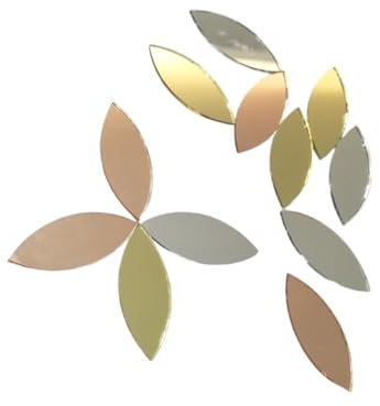 Mosaiksteine Zum Basteln 120pcs Glass Mosaic Tiles Petal Leaves, Glass Supplies for Crafts, Craft Mirrors, Mirror Embellishments(Rose Gold Mirror)