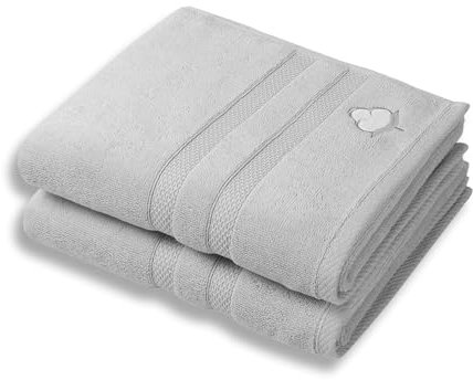 COUTONE Home Premium Handtuch 2er-Set 50 x 100 cm – Extraweiches & saugstarkes Handtuch aus 100% hochwertiger Baumwolle (Silbergrau)