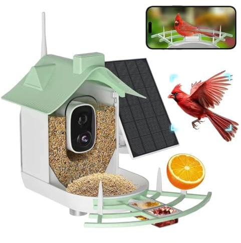 Mavdecll Intelligentes Vogelfutterhaus Mit Kamera, HD-KI-Kamera Zur Beobachtung Von Vogelarten, Solarbetrieben, Automatische Aufnahme Von Vogelvideos, Geschenk Für Vogelliebhaber