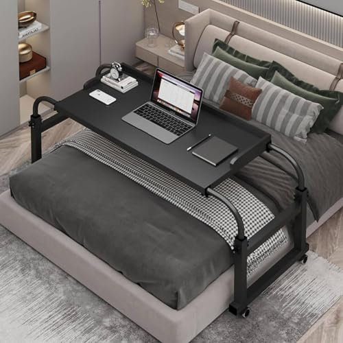 ZIXIAOS Computer-/Laptoptisch über Dem Bett, überbetttisch Mit Rollen, Höhen- Und Breitenverstellbarer Laptop-Rolltisch, Multifunktionaler Schreibtisch Für Büro, Schlafzimmer, Wohnzimmer,B-120 * 40cm