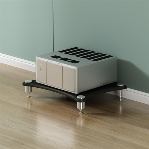 Modernes HiFi-Audio-Rack, Medienständer aus Edelstahl mit Füßen, 2/3/4-lagiges Stereokomponenten-Schrank für DVD-Player/Spielekonsole/TV-Box/WLAN-Router, Verstärkerständer (Schwarz, H-10 cm)