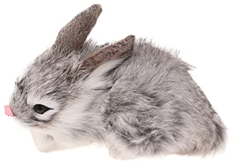 VICASKY 1Stk Simulation Plüschkaninchen Mini-Spielzeug realistisches Kaninchenspielzeug Riolu-Plüsch Animal Toys Tier Spielzeug lebensechtes Kaninchen Simulations-Kaninchenspielzeug Grey