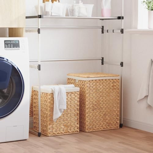 NQJIBUE Lot de 2 paniers à linge en jacinthe d'eau