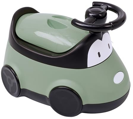 THERMOBABY - Pot Ludique VOITURE - Pot pour Bébé Amusant - Toilette Enfant - Pot Design Voiture avec Volant - Pot d’Apprentissage de la Propreté - Vert sauge - 18+ mois