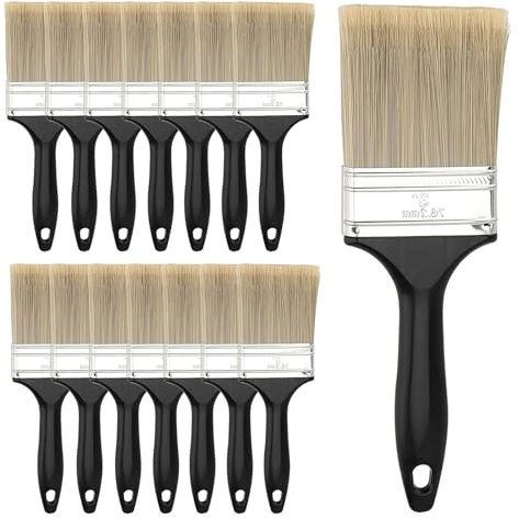 CHUIFAI 15 Stück Flachpinsel 75 mm Breit, Kunststoffgriff Pinsel Farbpinsel mit Polyesterborsten, Malpinsel Lasurpinsel Set Mehrzweckpinsel für Acrylfarben, Beizen, Lackieren und Wandverkleidung