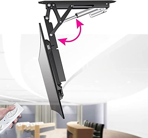 Support TV universel multifonction, support mural motorisé pour téléviseur au plafond, élévateur électrique pour téléviseur à abaissement caché avec télécommande RF sans fil, rabattable de 0 à 75