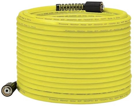 1pc of Pressure Washer Hose 100 FT X 1/4,50FT X 1/4,25FT X 1/4 - Replacement Power Wash Hose - High Pressure Hose,Compatible for 3600PSI B(15m 50ft Hose)