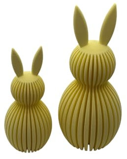 2X Deko-Osterhase aus hochwertigem biokompatiblem Kunststoff - 13,5cm & 10cm - Aufsteller im Frühling & zur Osterdekoration - Hase in modernen Farben - Figuren für Ostern (2X Hase) (Mandel Gelb Matt)
