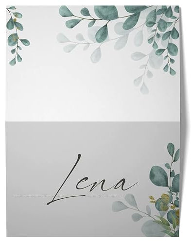 Hochwertige Tischkarten für die Hochzeit – Geburtstag – Konfirmation - Namenskarten, Platzkarten (Eukalyptus 2, 25)