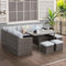 LCLibroCam Gartenlounge Outdoor Set für 6~8 Personen Rattan Gartenmöbel Set mit Esstisch & Ottomanen – Lounge Möbel Outdoor Sitzgruppe für Terrasse & Balkon, 7-teiliges, Braun