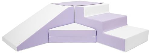 4 Großbausteine Schaumstoffbausteine Spielbausteine Bauklötze Rutsche-Set (Farbe: weiß, lila)