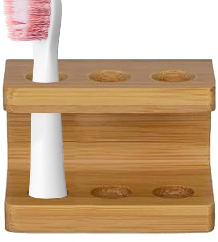 Porte-brosse à dents en bois – Support en bambou naturel, support de rangement compact | Organiseur respectueux de l'environnement, panier durable résistant à l'eau, support de comptoir élégant,
