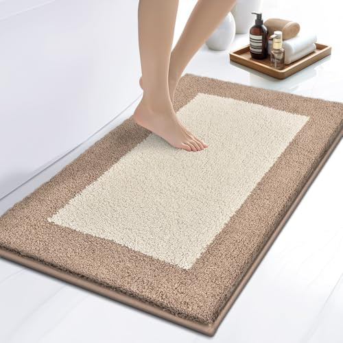 DOMUSTEX Badezimmerteppich 60 X 90 cm, Badematte rutschfest, Badteppich Waschbar, Badvorleger für Dusche, Badewanne und Fußboden