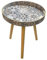 Heaven4you Round Wooden End Side Table with Decorative Moroccan-Style Tray Top Vintage Accent Table with Sturdy Wooden Legs