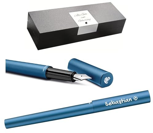 Pelikan Füllhalter Ineo® Elements P6 mit Gravur Geschenk - einzigartige Stifte mit Namen - personalisierte Geschenke zu Weihnachten - Füllfederhalter personalisiert (Petrol-Blau)