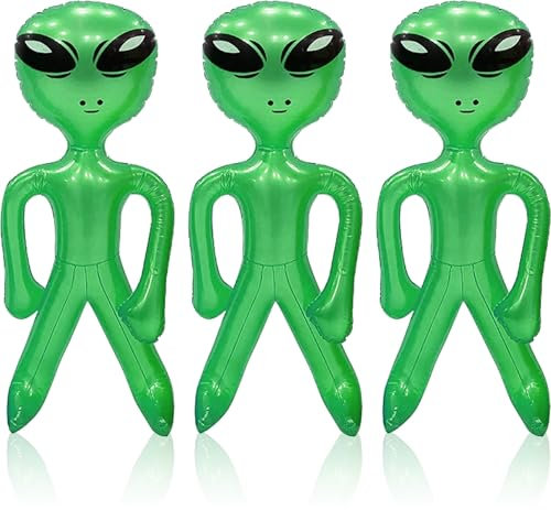 SAIIURV 3 Stück Alien aufblasbar 45 CM Halloween Alien aufblasbar, Alien Ballon, Alien Partydekorationen, Aliens Aufblasbares Spielzeug für Halloween Alien Party Dekorationen Geburtstag